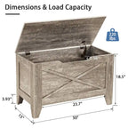 Banc de rangement VECELO, coffre de rangement en bois avec charnières de sécurité en osier tressé, banc à chaussures d'entrée, coffre de rangement de style industriel