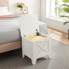 Banc de rangement VECELO, coffre de rangement en bois avec charnières de sécurité en osier tressé, banc à chaussures d'entrée, coffre de rangement de style industriel