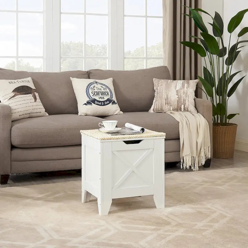 Banc de rangement VECELO, coffre de rangement en bois avec charnières de sécurité en osier tressé, banc à chaussures d'entrée, coffre de rangement de style industriel