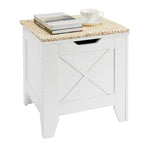 Banc de rangement VECELO, coffre de rangement en bois avec charnières de sécurité en osier tressé, banc à chaussures d'entrée, coffre de rangement de style industriel