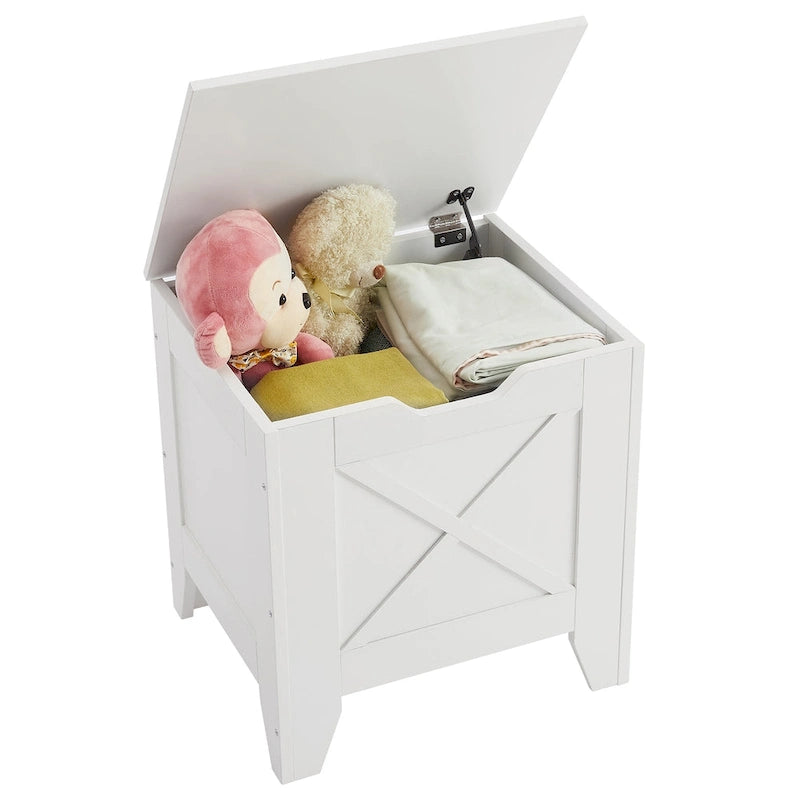 Banc de rangement VECELO, coffre de rangement en bois avec charnières de sécurité en osier tressé, banc à chaussures d'entrée, coffre de rangement de style industriel