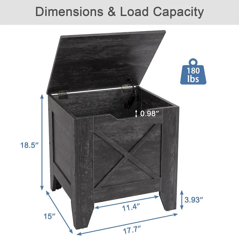 Banc de rangement VECELO, coffre de rangement en bois avec charnières de sécurité en osier tressé, banc à chaussures d'entrée, coffre de rangement de style industriel