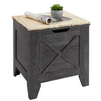 Banc de rangement VECELO, coffre de rangement en bois avec charnières de sécurité en osier tressé, banc à chaussures d'entrée, coffre de rangement de style industriel