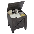 Banc de rangement VECELO, coffre de rangement en bois avec charnières de sécurité en osier tressé, banc à chaussures d'entrée, coffre de rangement de style industriel