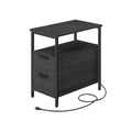 Table de chevet mince à 2 tiroirs avec 2 étagères ouvertes et station de recharge pour salon ou chambre à coucher