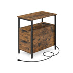 Table de chevet mince à 2 tiroirs avec 2 étagères ouvertes et station de recharge pour salon ou chambre à coucher