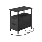 Table de chevet mince à 2 tiroirs avec 2 étagères ouvertes et station de recharge pour salon ou chambre à coucher