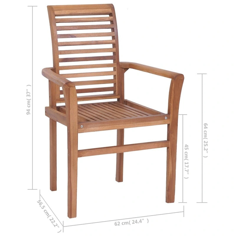 vidaXL Chaises de salle à manger empilables 6 pcs Bois de teck massif