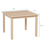 Table carrée en bois dur ECR4Kids 76 cm x 76 cm avec pieds de 56 cm, Meubles pour enfants