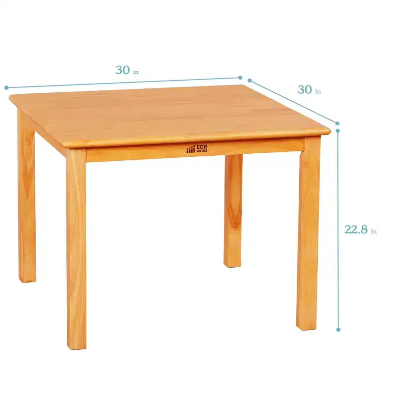 Table carrée en bois dur ECR4Kids 76 cm x 76 cm avec pieds de 56 cm, Meubles pour enfants