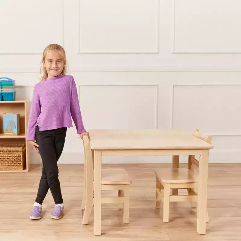 Table carrée en bois dur ECR4Kids 76 cm x 76 cm avec pieds de 56 cm, Meubles pour enfants