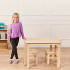 Table carrée en bois dur ECR4Kids 76 cm x 76 cm avec pieds de 56 cm, Meubles pour enfants