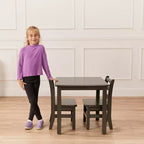 Table en bois dur ECR4Kids 24 po x 24 po et deux chaises 12 po, 3 pièces