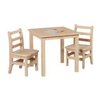 Table en bois dur ECR4Kids 24 po x 24 po et deux chaises 12 po, 3 pièces