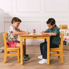 Table en bois dur ECR4Kids 24 po x 24 po et deux chaises 12 po, 3 pièces