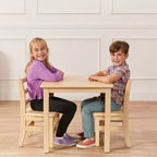 Table en bois dur ECR4Kids 24 po x 24 po et deux chaises 12 po, 3 pièces