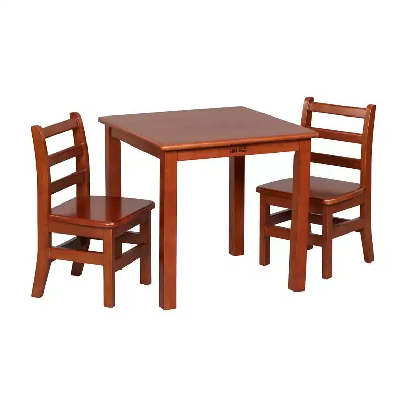 Table en bois dur ECR4Kids 24 po x 24 po et deux chaises 12 po, 3 pièces