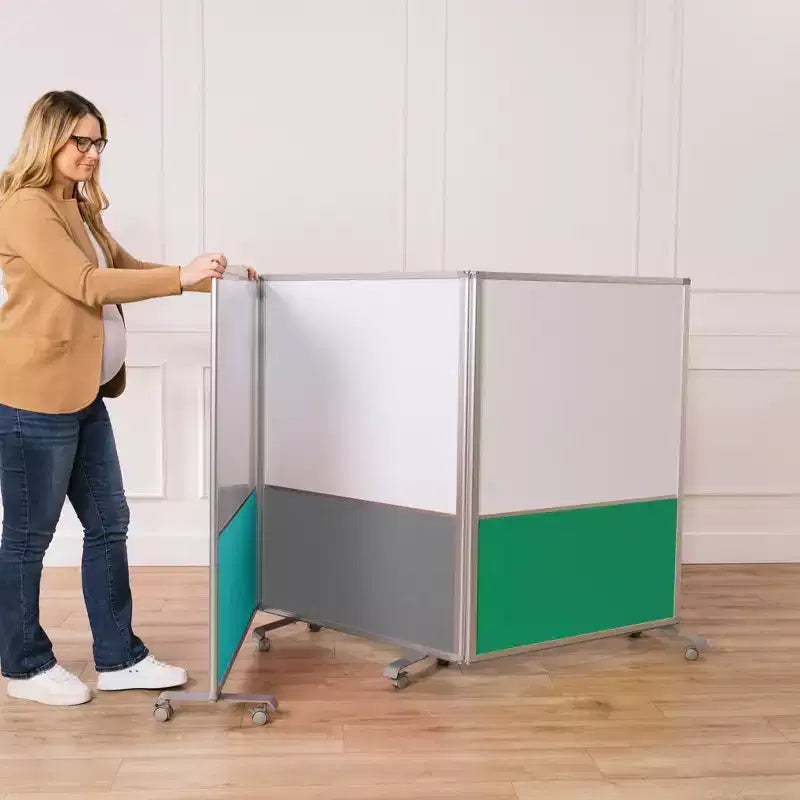 ECR4Kids Séparateur de pièce mobile, en trois panneaux, tableau blanc et flanelle, fournitures scolaires