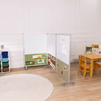 ECR4Kids Séparateur de pièce mobile, en trois panneaux, tableau blanc et flanelle, fournitures scolaires