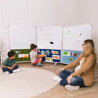 ECR4Kids Séparateur de pièce mobile, en trois panneaux, tableau blanc et flanelle, fournitures scolaires