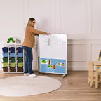 ECR4Kids Séparateur de pièce mobile, en trois panneaux, tableau blanc et flanelle, fournitures scolaires