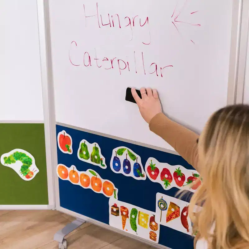 ECR4Kids Séparateur de pièce mobile, en trois panneaux, tableau blanc et flanelle, fournitures scolaires