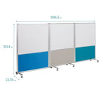 ECR4Kids Séparateur de pièce mobile, en trois panneaux, tableau blanc et flanelle, fournitures scolaires