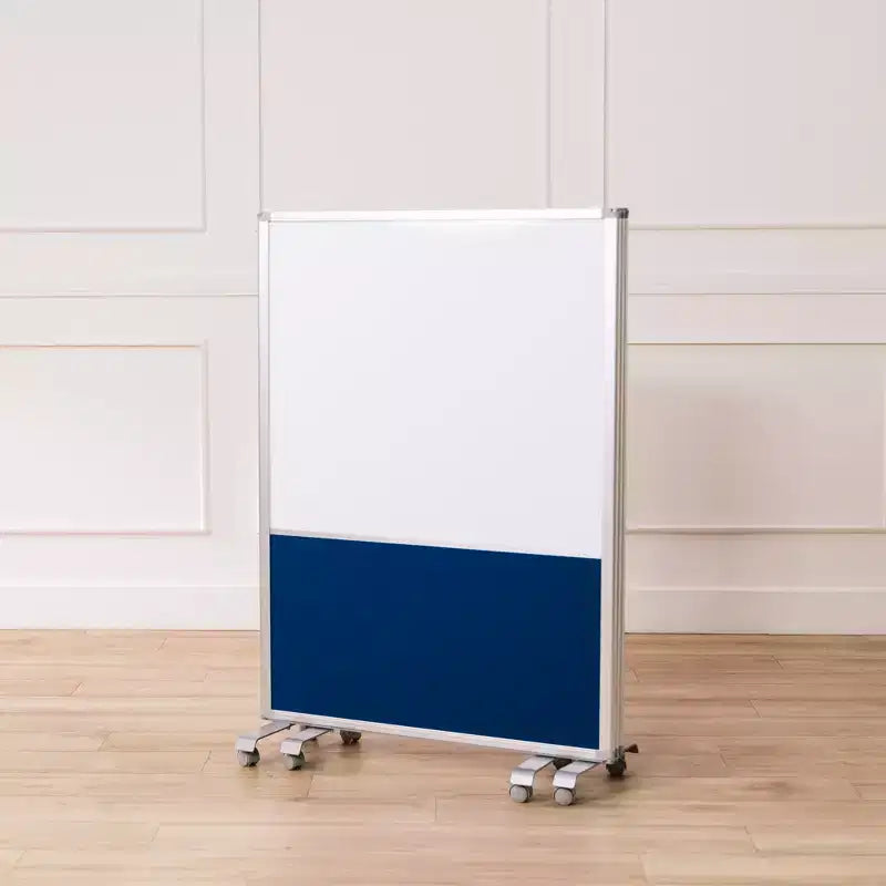 ECR4Kids Séparateur de pièce mobile, en trois panneaux, tableau blanc et flanelle, fournitures scolaires