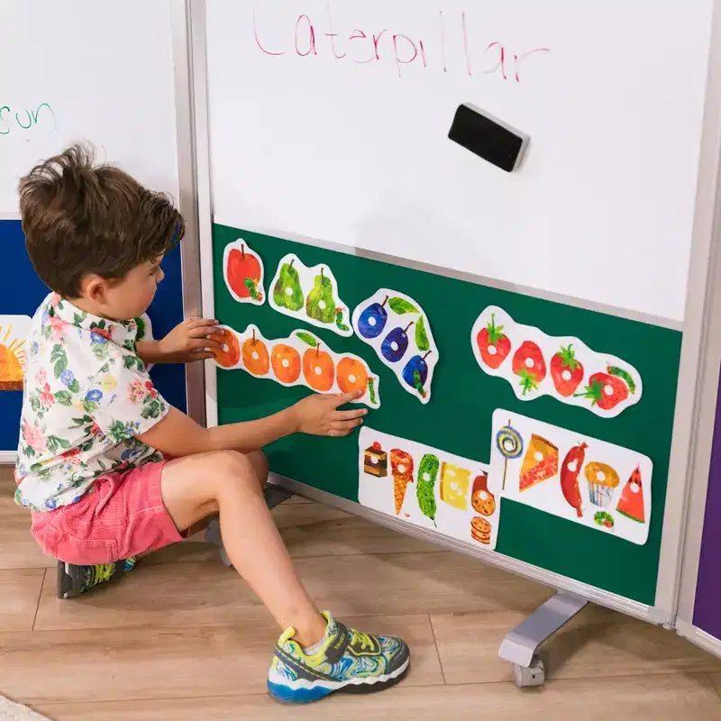 ECR4Kids Séparateur de pièce mobile, en trois panneaux, tableau blanc et flanelle, fournitures scolaires