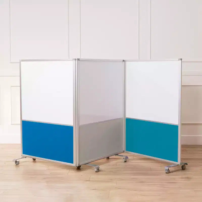 ECR4Kids Séparateur de pièce mobile, en trois panneaux, tableau blanc et flanelle, fournitures scolaires