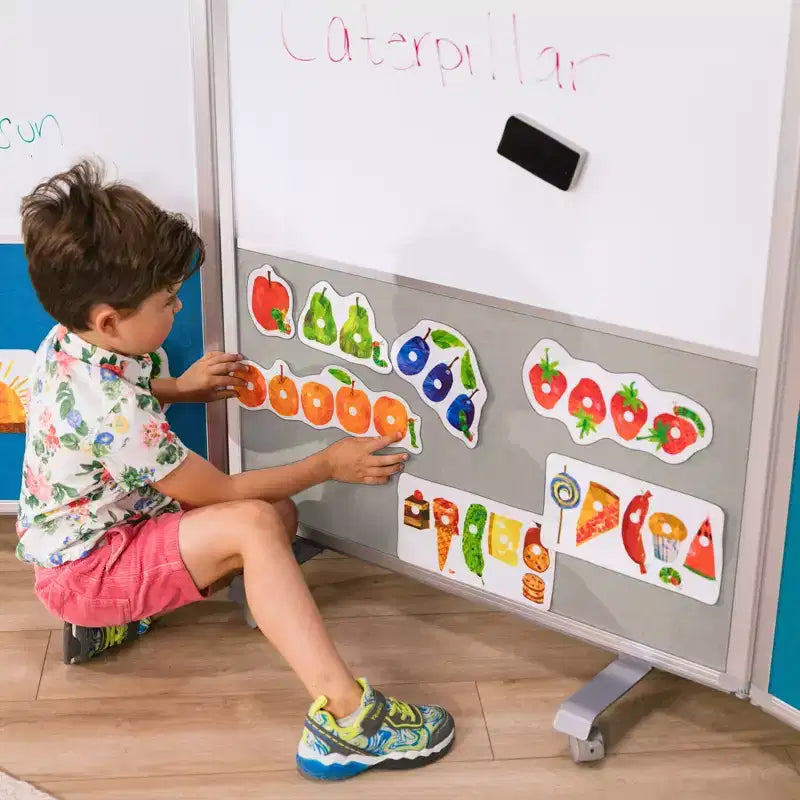 ECR4Kids Séparateur de pièce mobile, en trois panneaux, tableau blanc et flanelle, fournitures scolaires