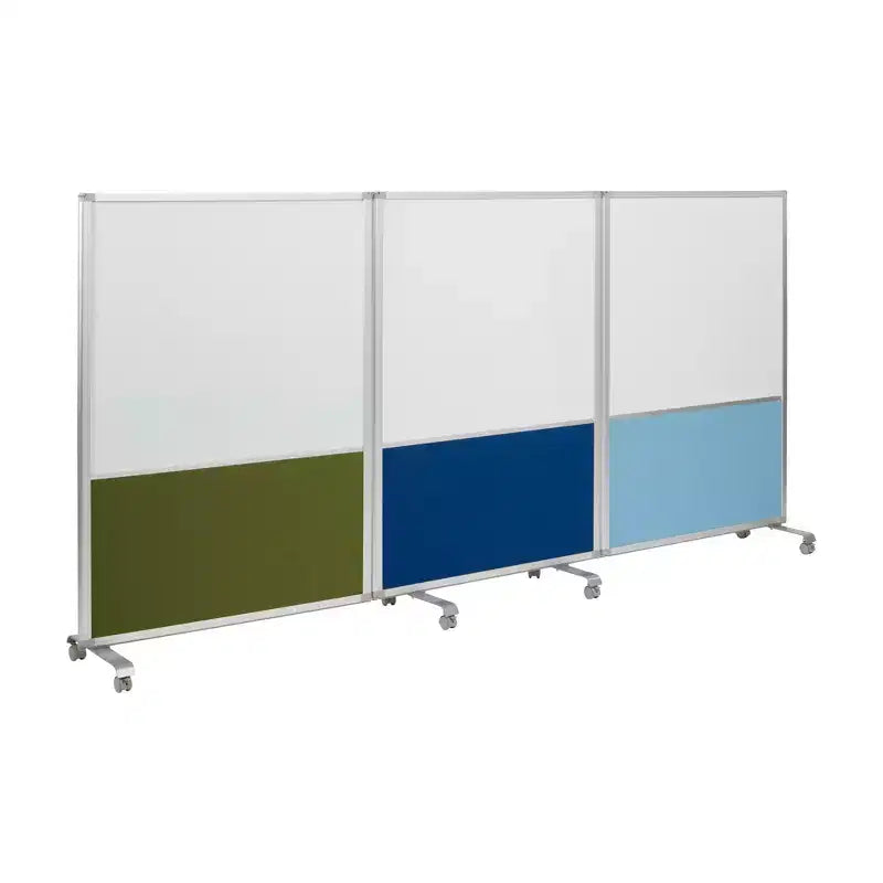 ECR4Kids Séparateur de pièce mobile, en trois panneaux, tableau blanc et flanelle, fournitures scolaires