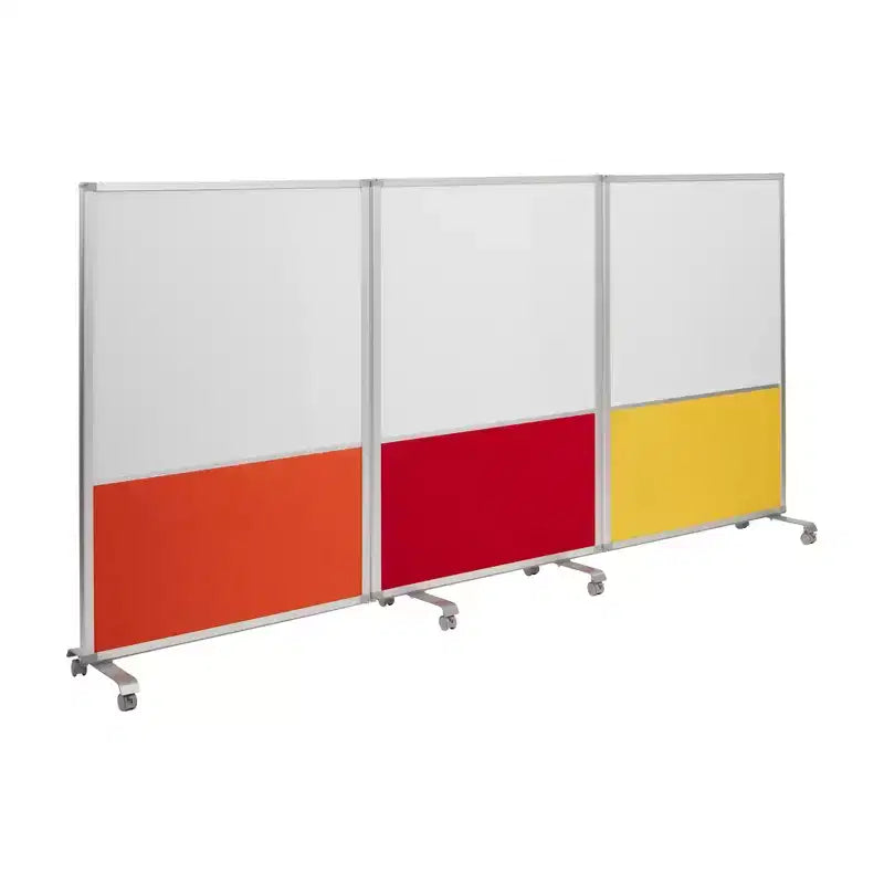 ECR4Kids Séparateur de pièce mobile, en trois panneaux, tableau blanc et flanelle, fournitures scolaires