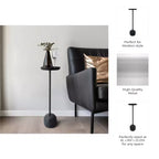 Table d'appoint élégante, table de chevet ou petit support de table pour la décoration intérieure - Table de nuit en métal avec plateau rond pour la décoration de chambre à coucher ou de salon - 26 noir