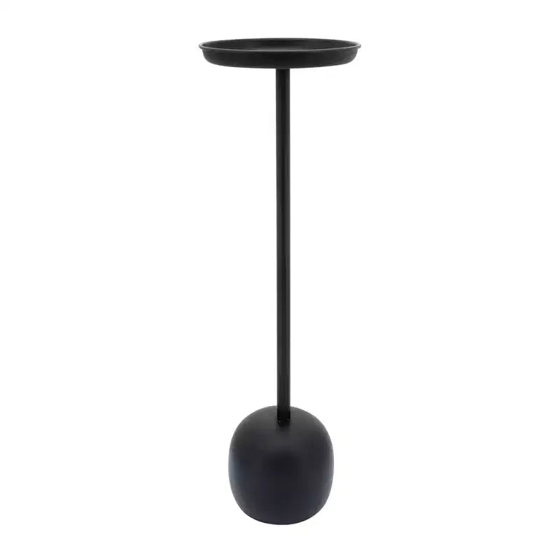Table d'appoint élégante, table de chevet ou petit support de table pour la décoration intérieure - Table de nuit en métal avec plateau rond pour la décoration de chambre à coucher ou de salon - 26 noir