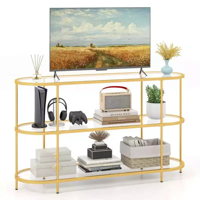 Costway 3-Tier TV Stand for TVs up to 65 with Tempered Glass Shelves TV Console Table