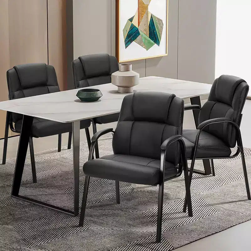 Chaise de bureau JIONJOY pour visiteurs en cuir, fauteuil de direction sans roulettes pour salle d'attente | Noir