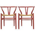 Lot de 2 chaises de salle à manger modernes en bois avec accoudoirs et assise en chanvre pour la maison, le restaurant, le bureau, la cuisine