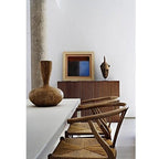 Lot de 2 chaises de salle à manger modernes en bois avec accoudoirs et assise en chanvre pour la maison, le restaurant, le bureau, la cuisine