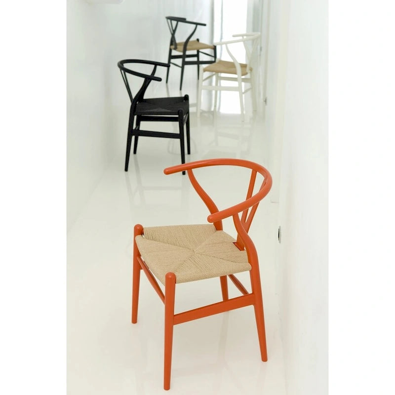 Lot de 2 chaises de salle à manger modernes en bois avec accoudoirs et assise en chanvre pour la maison, le restaurant, le bureau, la cuisine