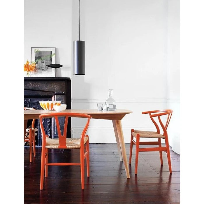 Lot de 2 chaises de salle à manger modernes en bois avec accoudoirs et assise en chanvre pour la maison, le restaurant, le bureau, la cuisine