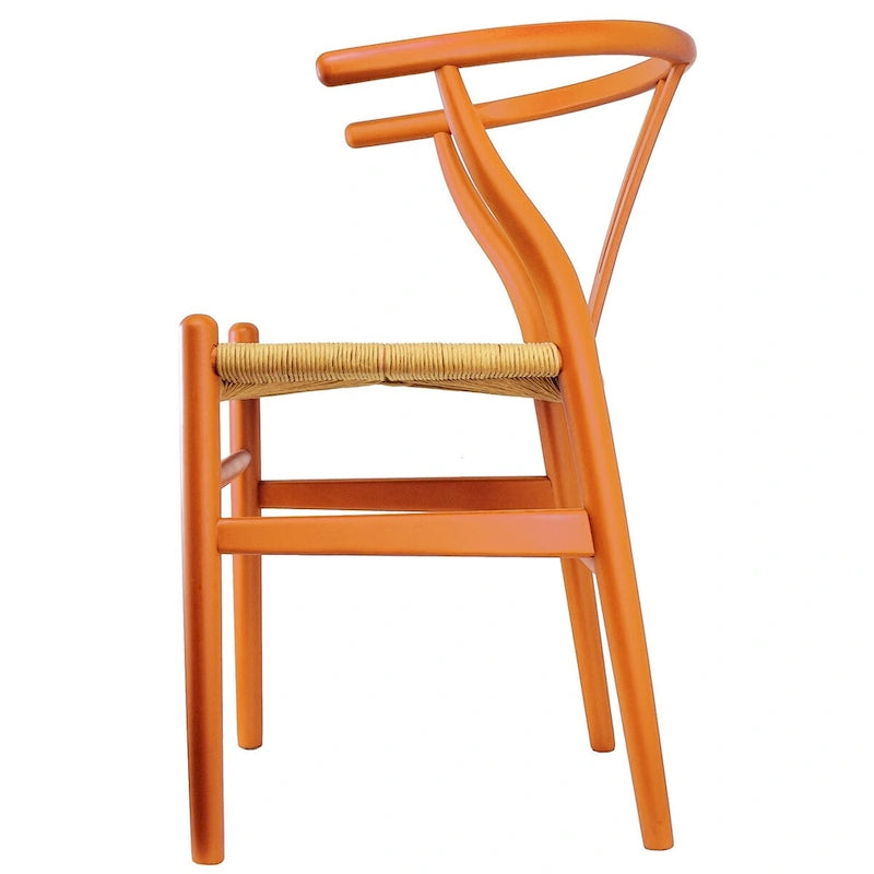 Lot de 2 chaises de salle à manger modernes en bois avec accoudoirs et assise en chanvre pour la maison, le restaurant, le bureau, la cuisine
