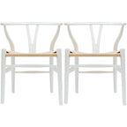 Lot de 2 chaises de salle à manger modernes en bois avec accoudoirs et assise en chanvre pour la maison, le restaurant, le bureau, la cuisine