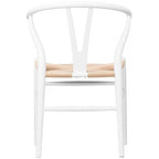 Lot de 2 chaises de salle à manger modernes en bois avec accoudoirs et assise en chanvre pour la maison, le restaurant, le bureau, la cuisine