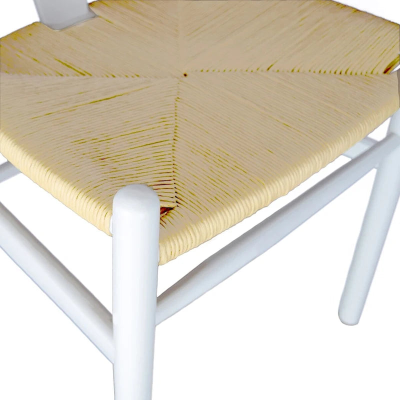 Lot de 2 chaises de salle à manger modernes en bois avec accoudoirs et assise en chanvre pour la maison, le restaurant, le bureau, la cuisine