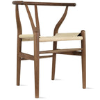 Lot de 2 chaises de salle à manger modernes en bois avec accoudoirs et assise en chanvre pour la maison, le restaurant, le bureau, la cuisine