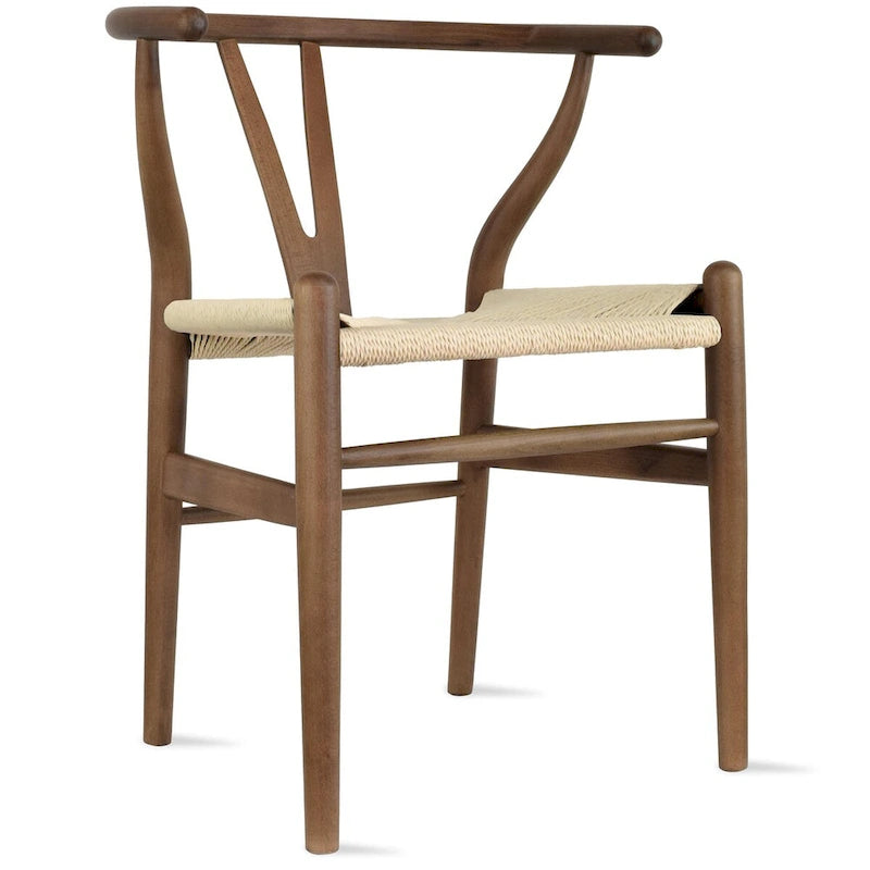 Lot de 2 chaises de salle à manger modernes en bois avec accoudoirs et assise en chanvre pour la maison, le restaurant, le bureau, la cuisine
