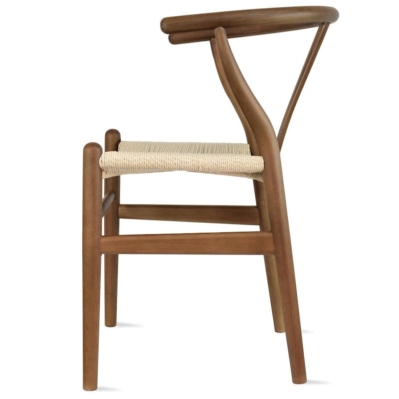 Lot de 2 chaises de salle à manger modernes en bois avec accoudoirs et assise en chanvre pour la maison, le restaurant, le bureau, la cuisine