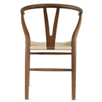Lot de 2 chaises de salle à manger modernes en bois avec accoudoirs et assise en chanvre pour la maison, le restaurant, le bureau, la cuisine