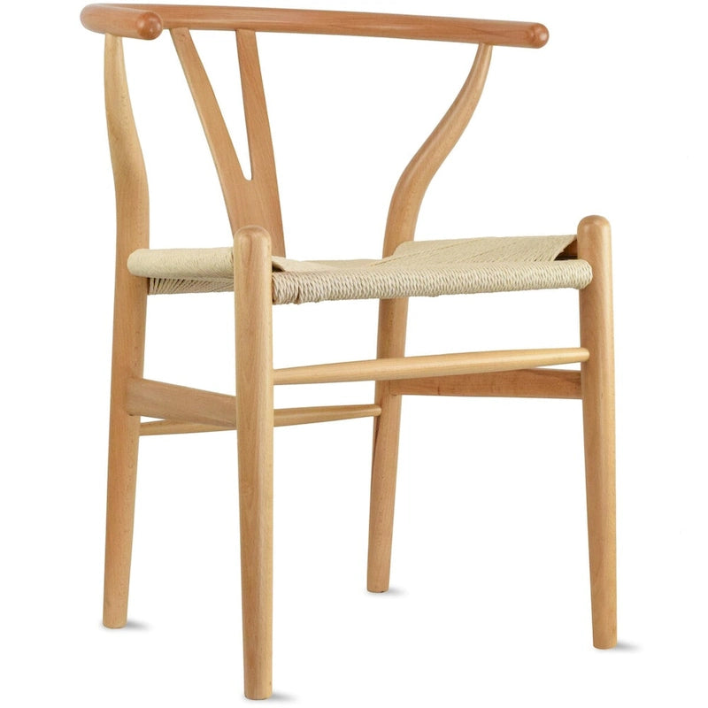 Lot de 2 chaises de salle à manger modernes en bois avec accoudoirs et assise en chanvre pour la maison, le restaurant, le bureau, la cuisine